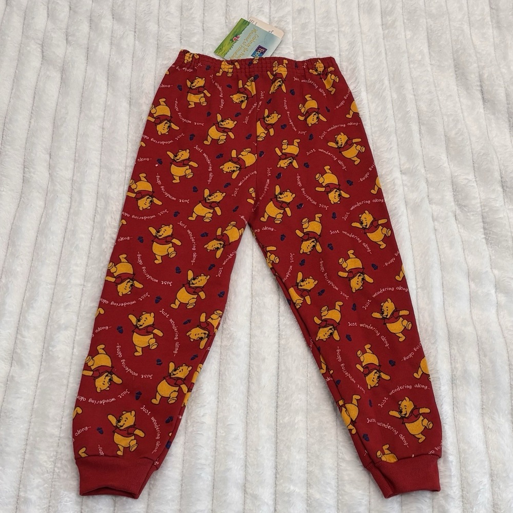 Vintage Disney Winnie the Pooh Jogger Sweatpants Red Elastic Waist Size 4 USA‎